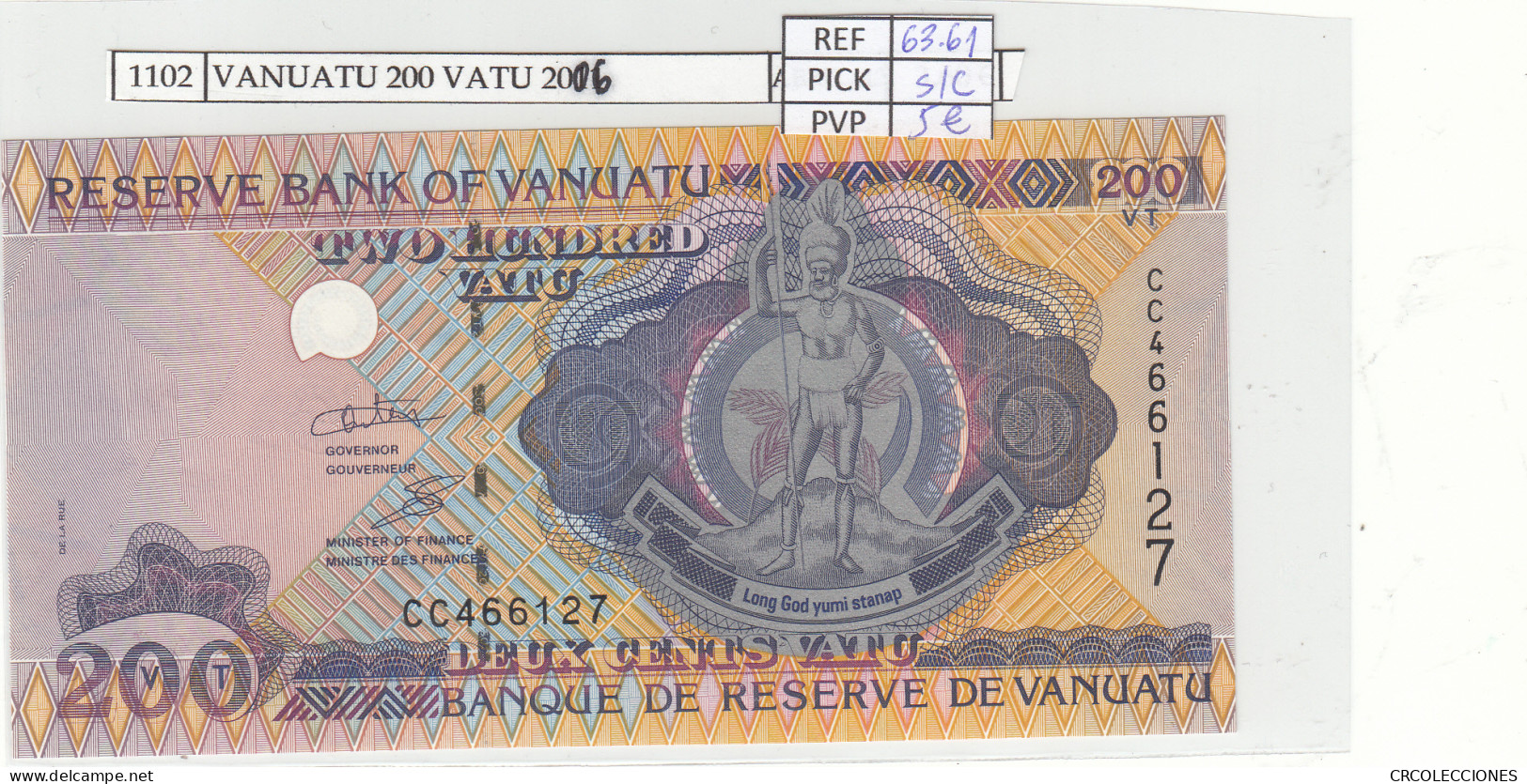 BILLETE VANUATU 200 VATU 2006 P-8c SIN CIRCULAR - Altri – Oceania