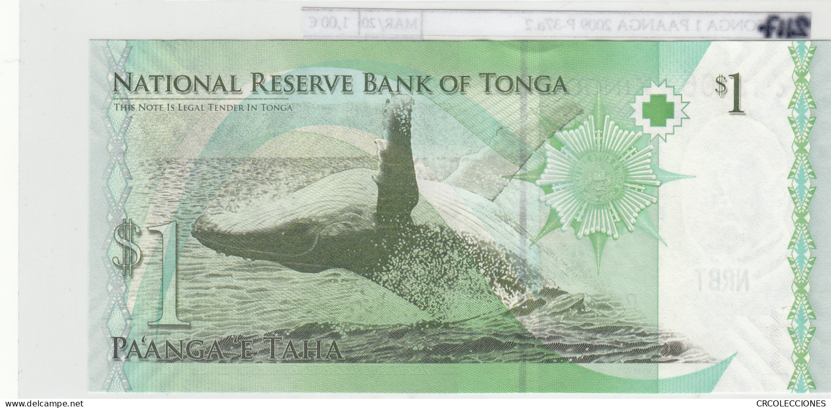 BILLETE TONGA 1 PAANGA 2009 P-37a.2 SIN CIRCULAR - Andere - Oceanië