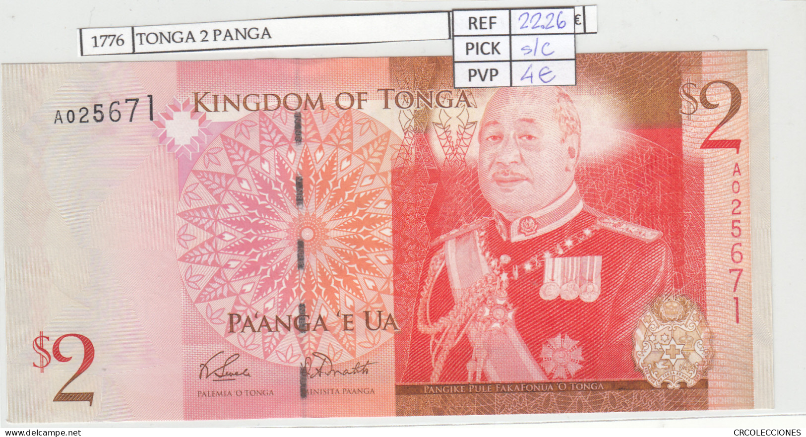 BILLETE TONGA 2 PAANGA 2009 P-38a.1 SIN CIRCULAR - Autres - Océanie