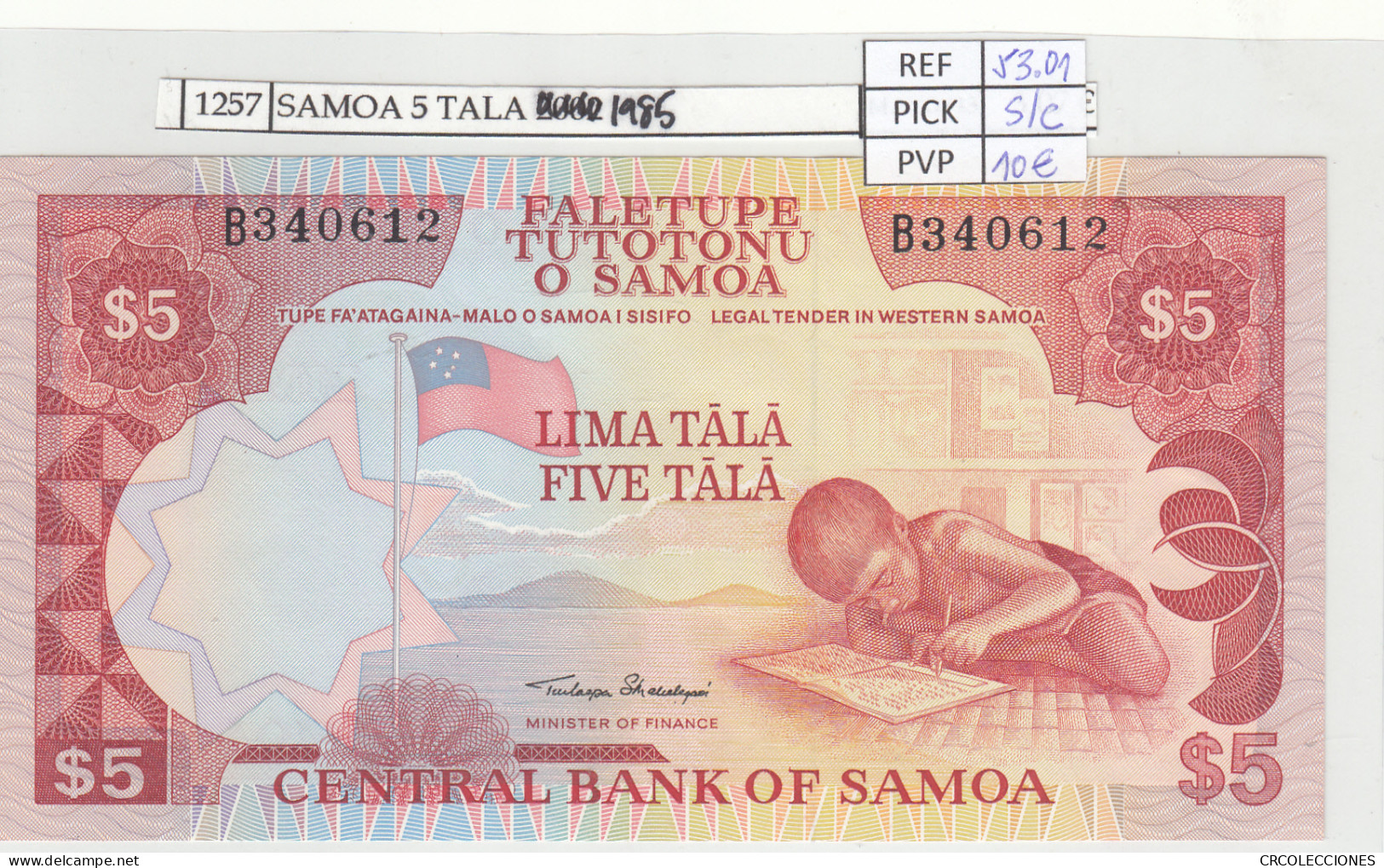 BILLETE SAMOA 5 TALA 1985 P-26 SIN CIRCULAR - Andere - Oceanië