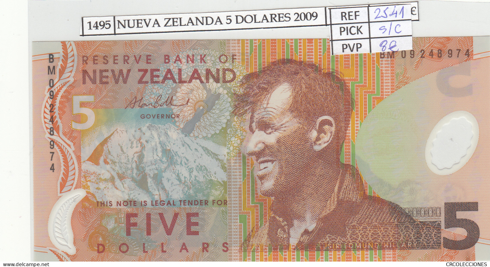 BILLETE NUEVA ZELANDA 5 DOLARES 2009 POLIMERO P-185b.5 SIN CIRCULAR - Other - Oceania