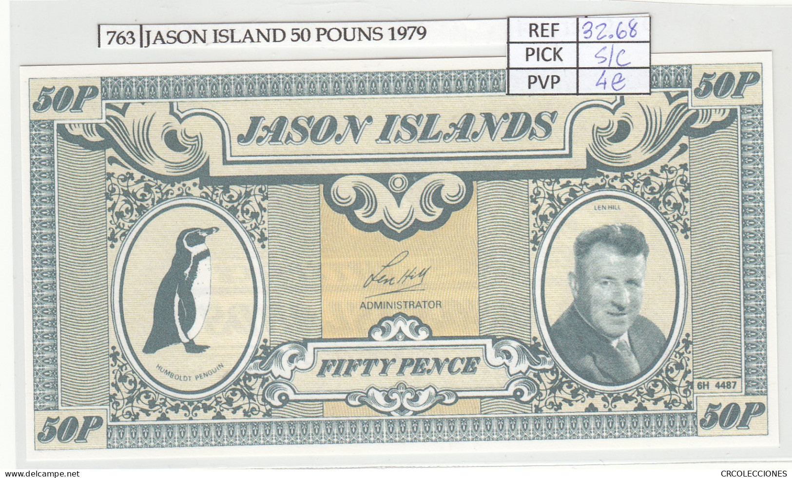 BILLETE JASON ISLAND 50 PENCE 1979 JI-1 SIN CIRCULAR - Otros – América
