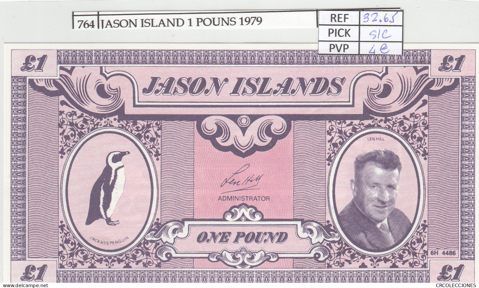 BILLETE JASON ISLAND 1 POUNS 1979 JI-2 SIN CIRCULAR - Autres - Amérique