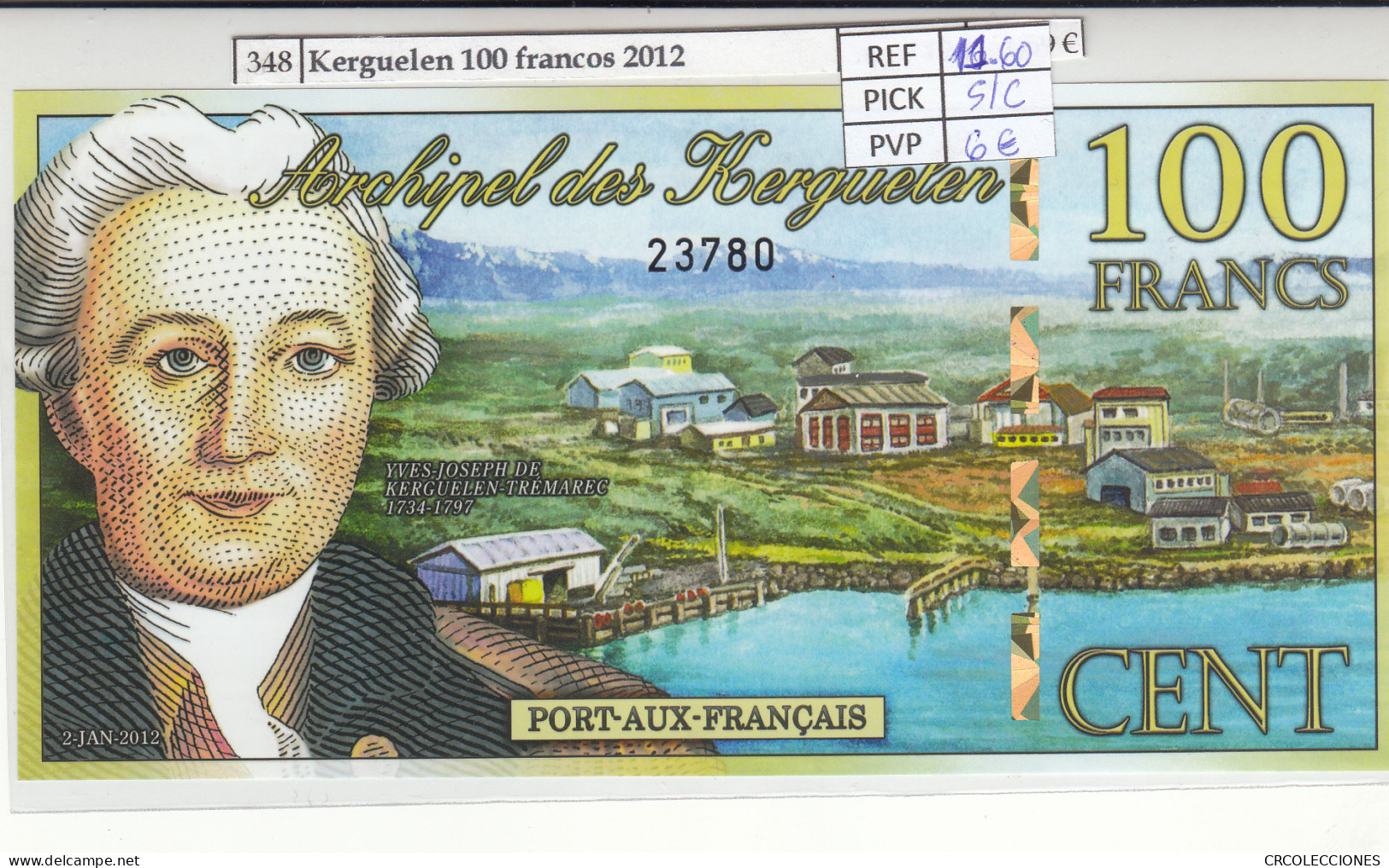 BILLETE KERGUELEN 100 FRANCOS 2012 KRG-01c SIN CIRCULAR - Sonstige – Ozeanien