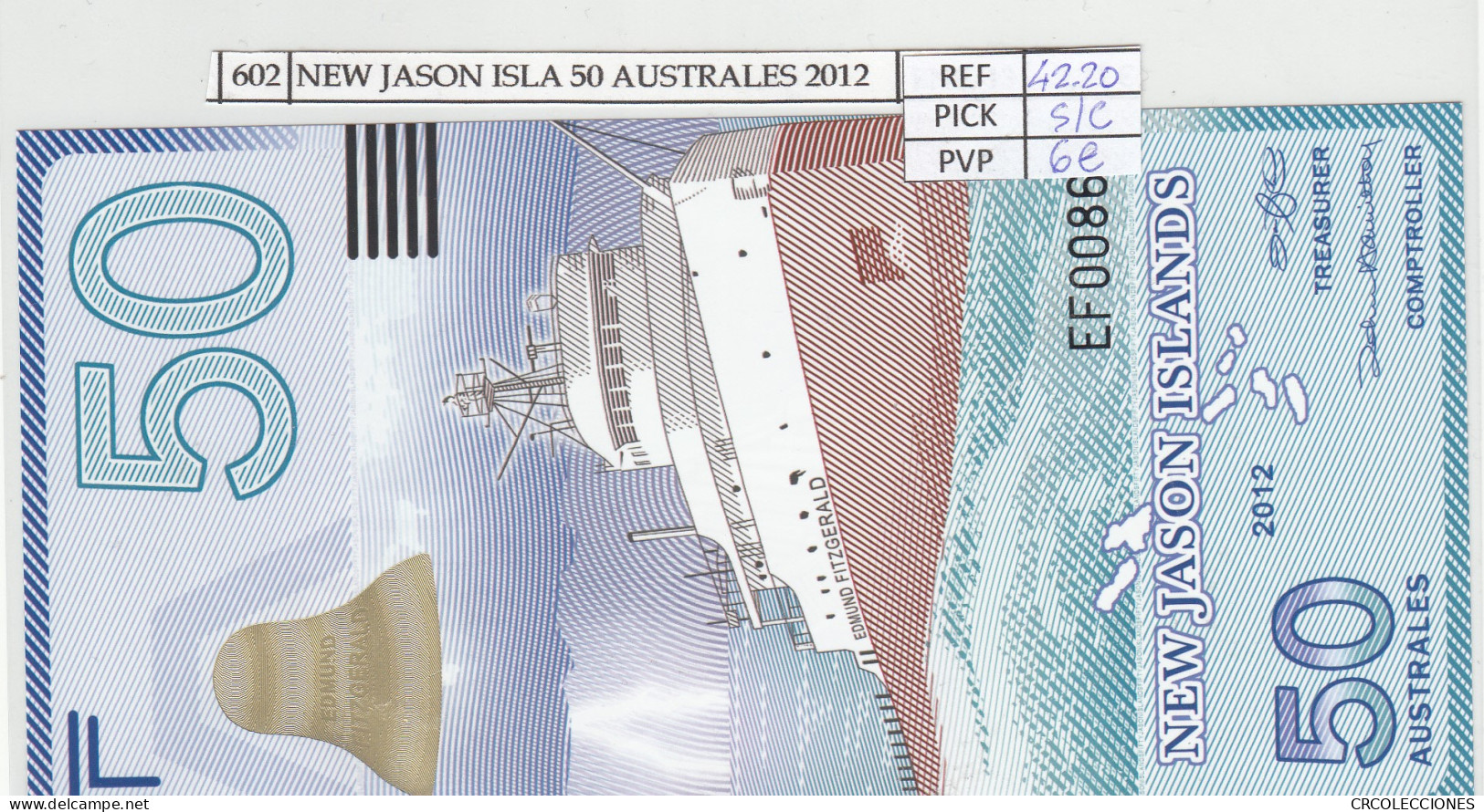 BILLETE JASON ISLAND 50 AUSTRALES 2012 POLIMERO JI-6 SIN CIRCULAR - Autres - Amérique