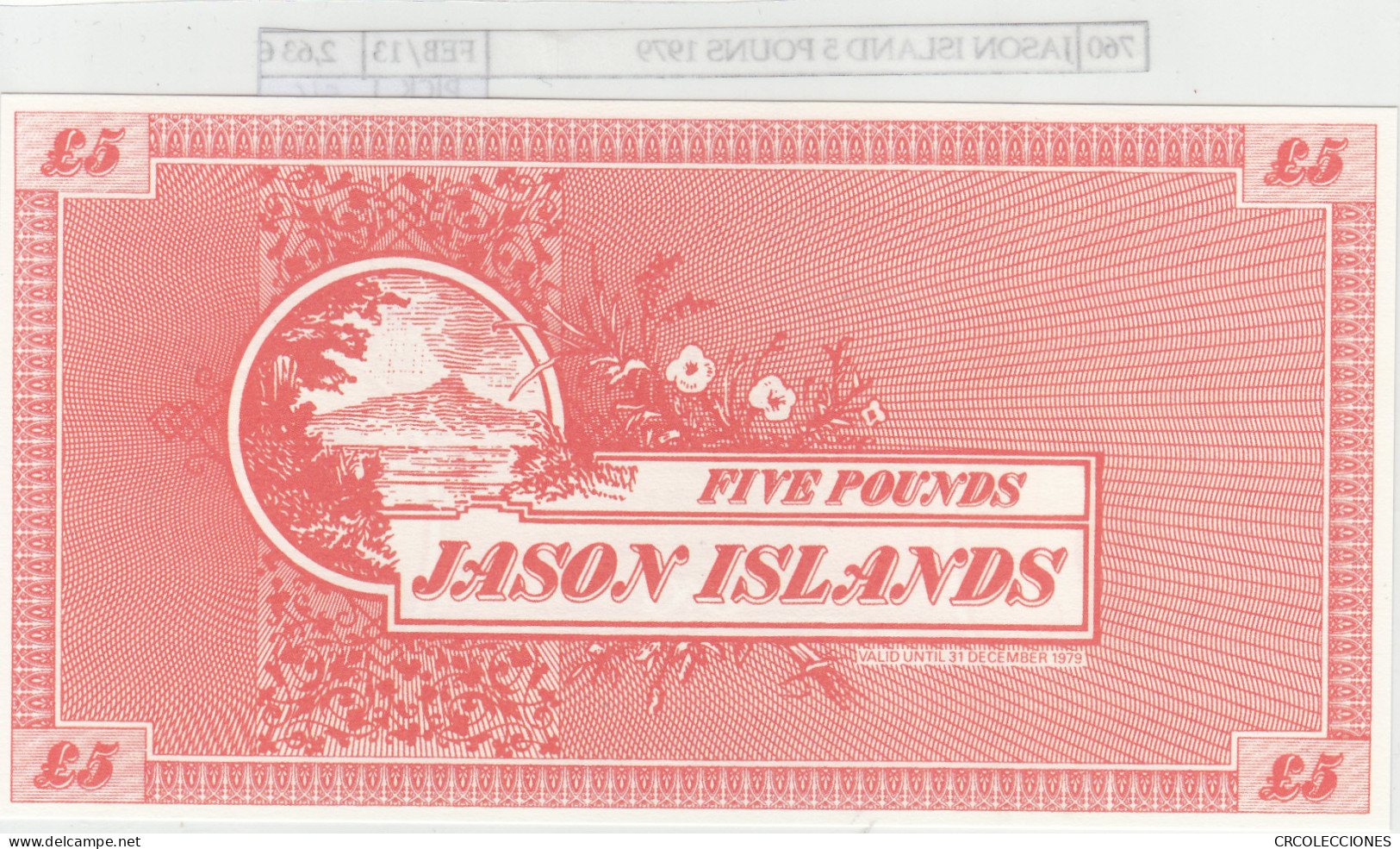 BILLETE JASON ISLAND 5 POUNS 1979 JI-3 SIN CIRCULAR - Other - America