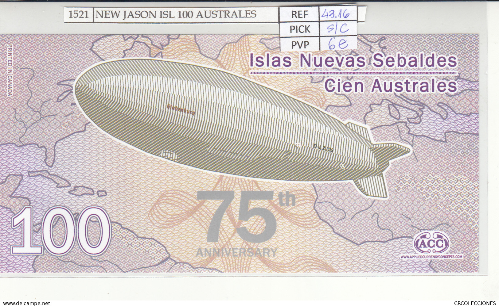 BILLETE JASON ISLAND 100 AUSTRALES 2012 POLIMERO JI-7 SIN CIRCULAR - Andere - Amerika