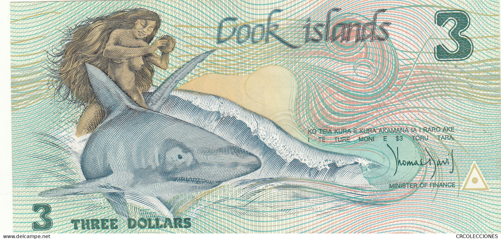 BILLETE ISLAS COOK 3 DOLARES 1992 P-6 SIN CIRCULAR - Sonstige – Ozeanien