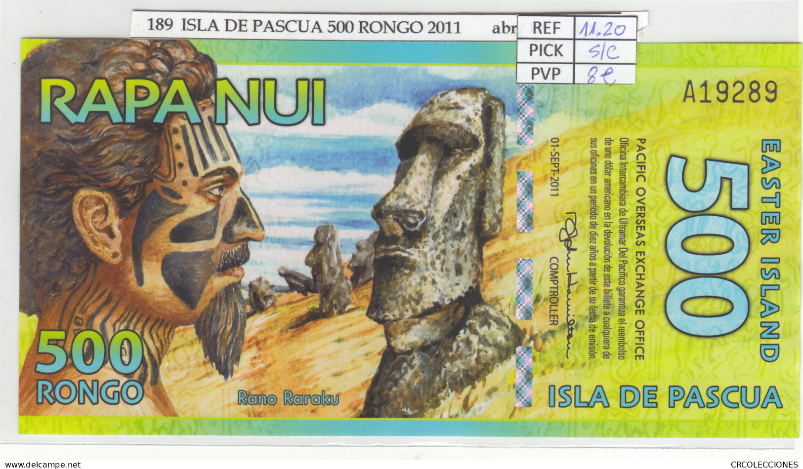 BILLETE ISLAS DE PASCUA 500 RONGO 2011 POLIMERO EI-01a SIN CIRCULAR - Sonstige – Amerika