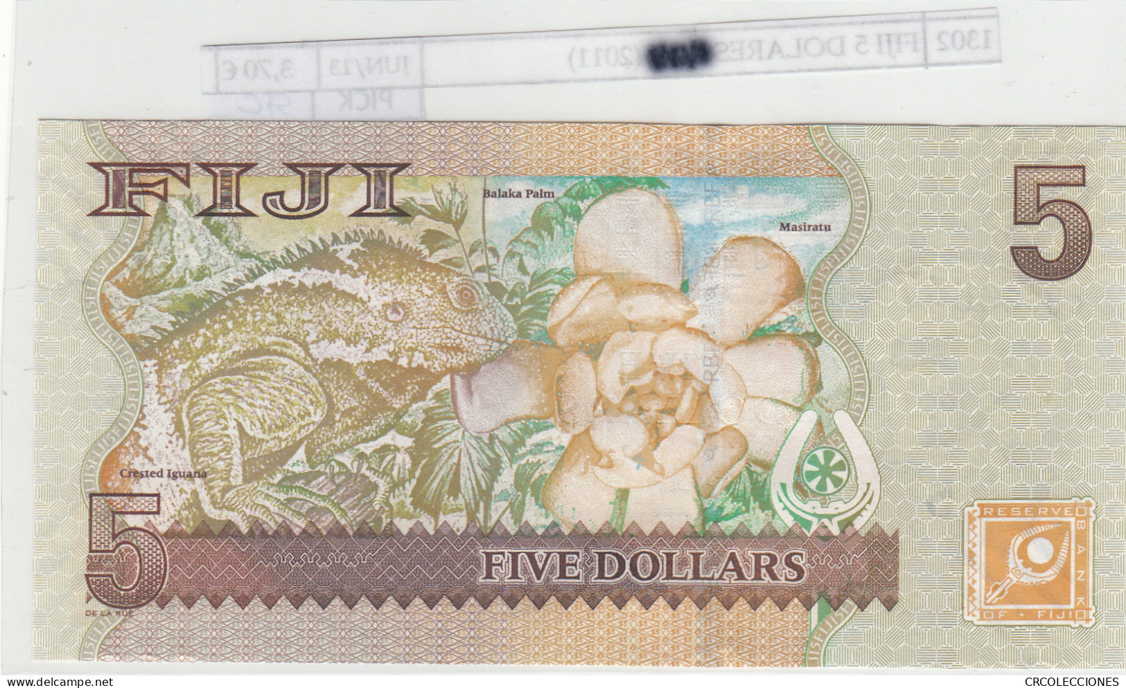 BILLETE FIJI 5 DOLARES 2011 P-110b SIN CIRCULAR - Other - Oceania