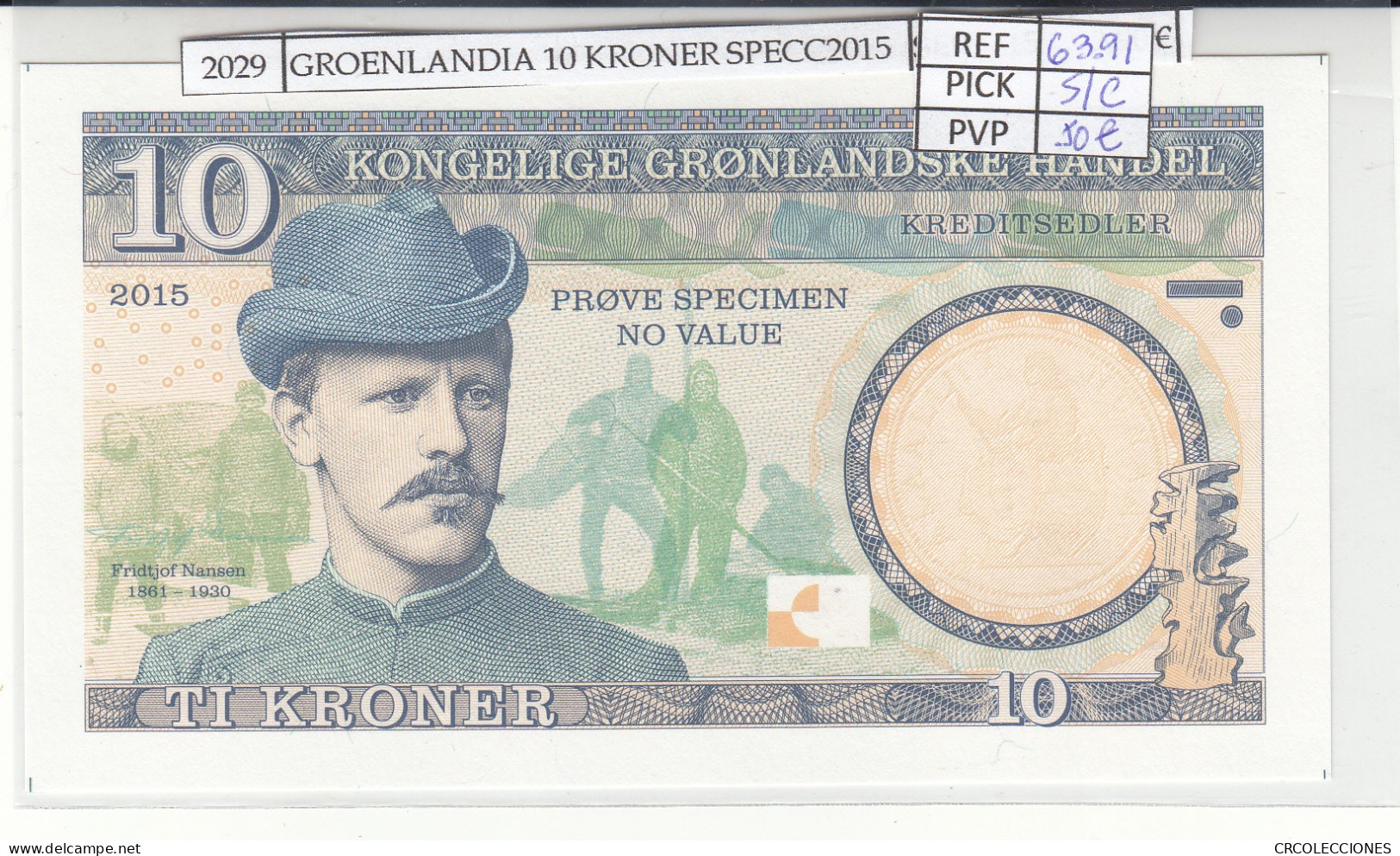 BILLETE GROENLANDIA 10 KRONER SPECIMEN 2015 SIN CIRCULAR - Other - Oceania