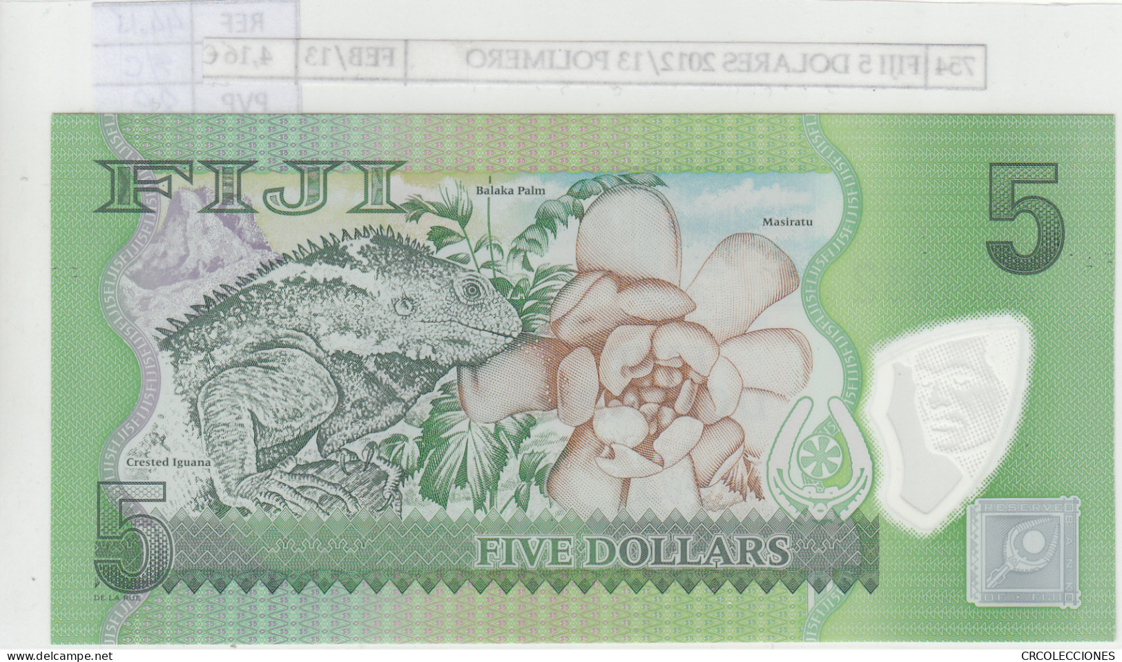 BILLETE FIJI 5 DOLARES 2012 POLIMERO P-115a SIN CIRCULAR - Andere - Oceanië