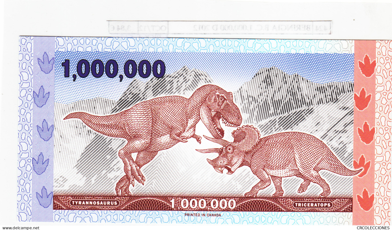 BILLETE BERINGIA B.C. 1.000.000 D 2012  POLIMERO BRG-2 SIN CIRCULAR - Otros – América