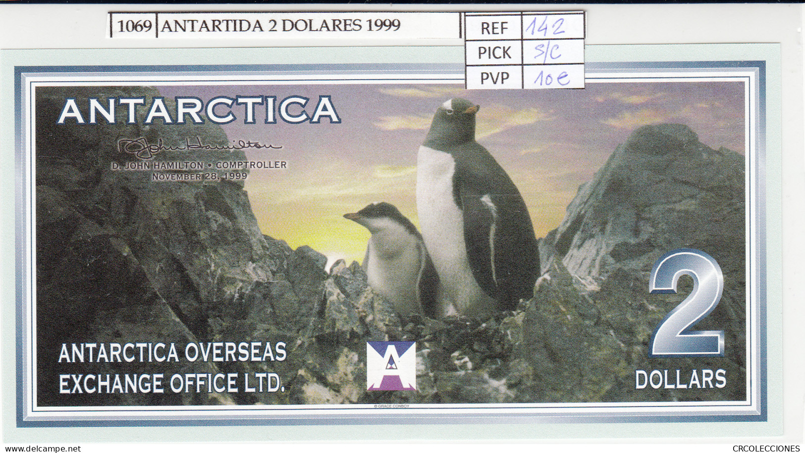 BILLETE ANTARTIDA 2 DOLARES 1999 ANT-008s SIN CIRCULAR - Otros – Oceanía