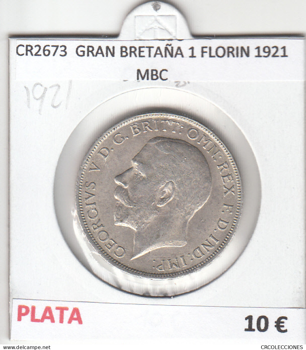 CR2673 MONEDA GRAN BRETAÑA 1 FLORIN 1921 MBC - Otros – Europa