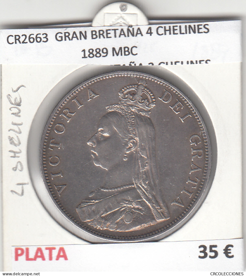 CR2663 MONEDA GRAN BRETAÑA 4 CHELINES 1889 MBC - Sonstige – Europa