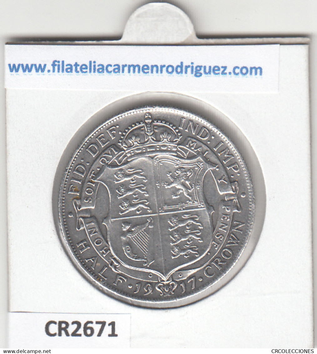 CR2671 MONEDA GRAN BRETAÑA 1/2 CORONA 1917 EBC - Otros – Europa