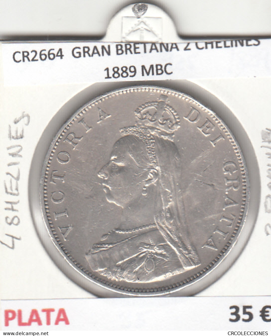 CR2664 MONEDA GRAN BRETAÑA 2 CHELINES 1889 MBC - Otros – Europa