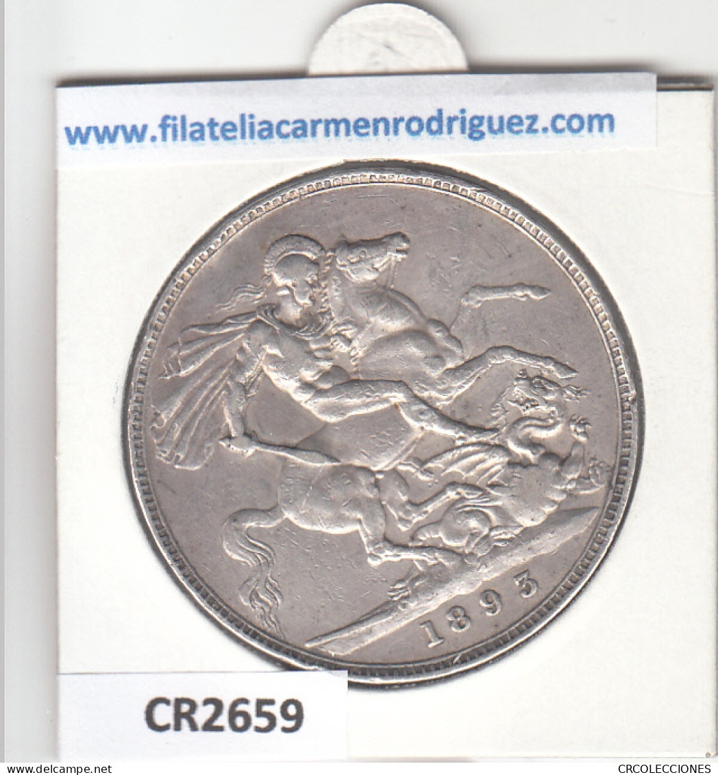 CR2659 MONEDA GRAN BRETAÑA 1 CORONA 1893 MBC  - Andere - Europa