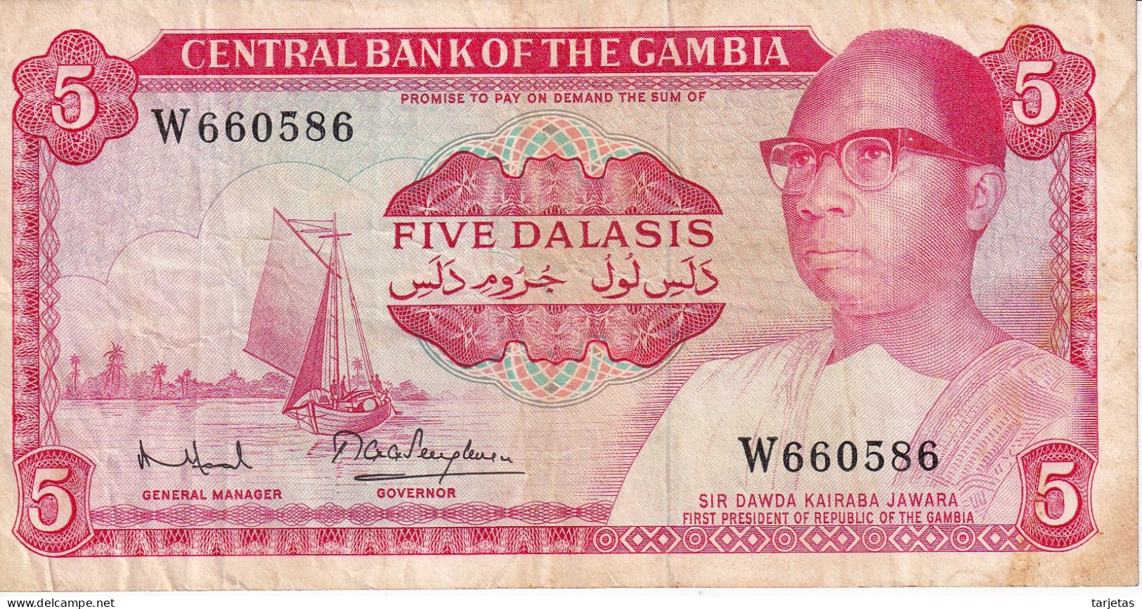 BILLETE DE GAMBIA DE 5 DALASIS DEL AÑO 1971 (BANKNOTE) - Gambie