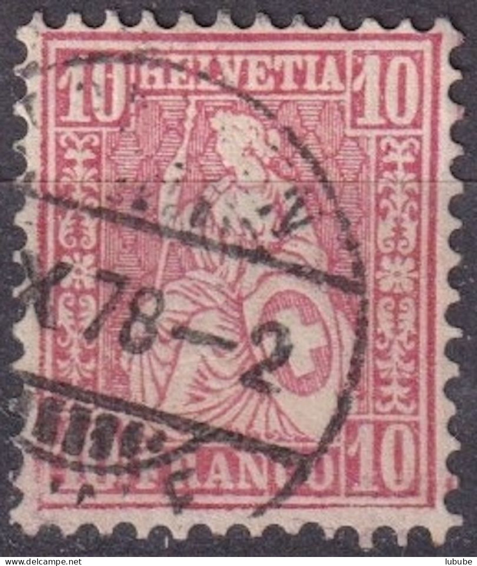 Sitzende Helvetia 38, 10 Rp.rosa  ST.GALLEN FILIALE        1878 - Usati