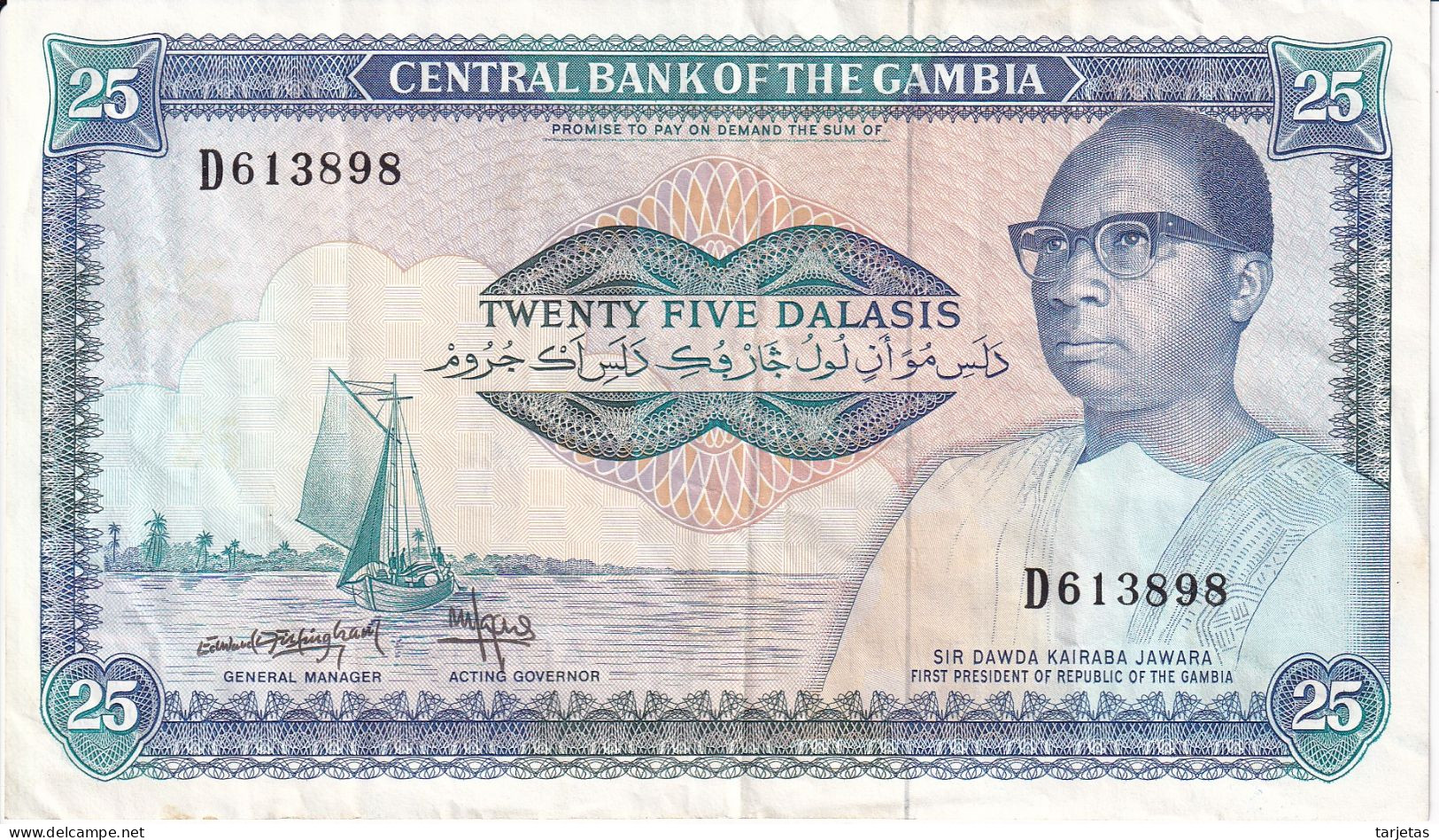 BILLETE DE GAMBIA DE 25 DALASIS DEL AÑO 1987 (BANKNOTE) - Gambie