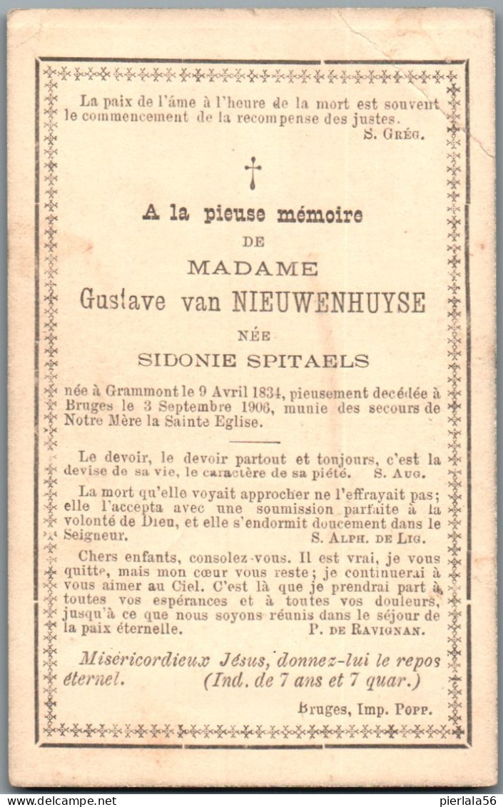 Bidprentje Geraardsbergen - Spitaels Sidonie (1834-1906) Hoekplooi - Imágenes Religiosas