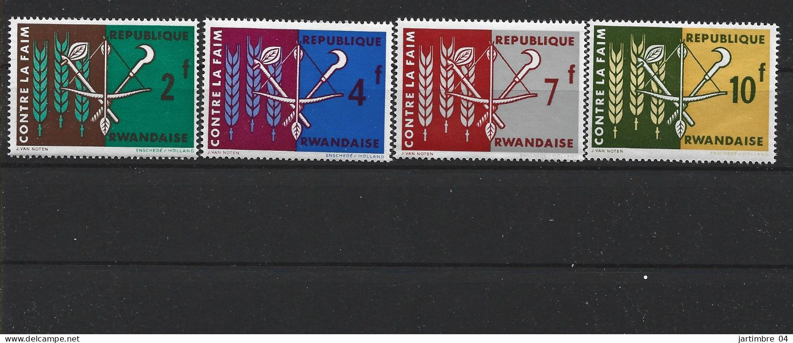 1963 RWANDA 33-36** Campagne Contre La Faim - Neufs