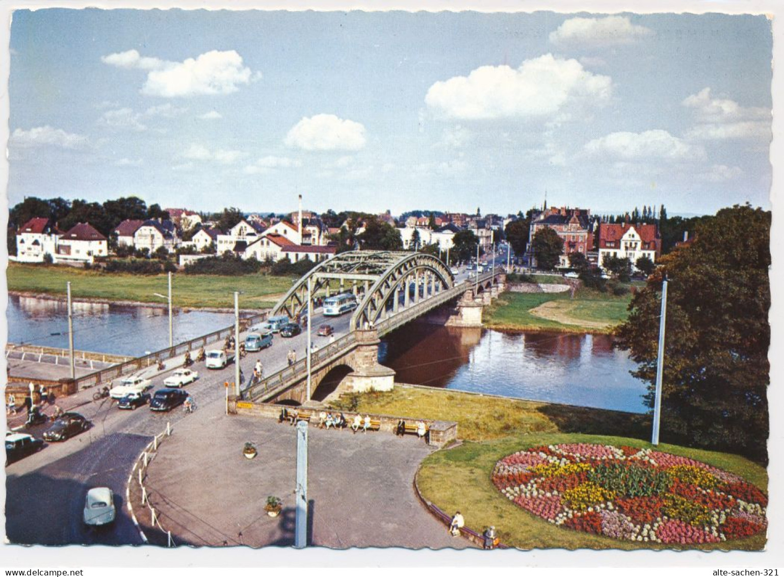 AK Um 1955 Weserbrücke Belebt Verkehr Minden - Minden