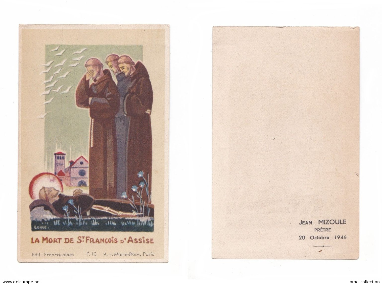 La Mort De Saint François D'Assise, Éditions Franciscaines F. 10, 1946, Jean Mizoule, Prêtre - Andachtsbilder