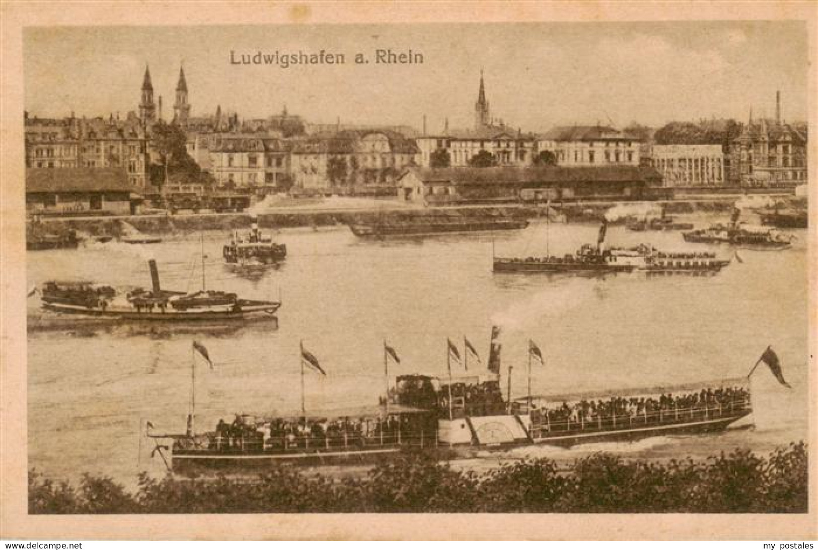 73896349 Ludwigshafen  Rhein Blick Ueber Den Rhein Dampfer  - Ludwigshafen