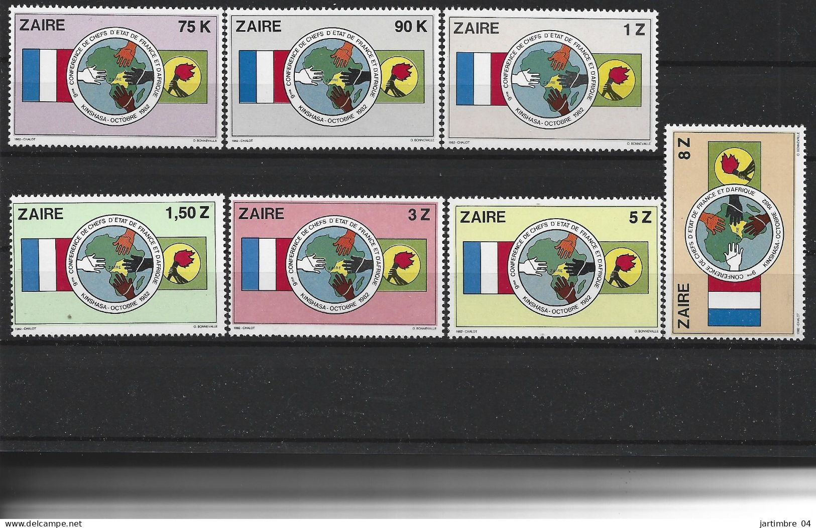 1982 ZAIRE 1091-97** Conférence Chefs D'état, Mains - Ongebruikt