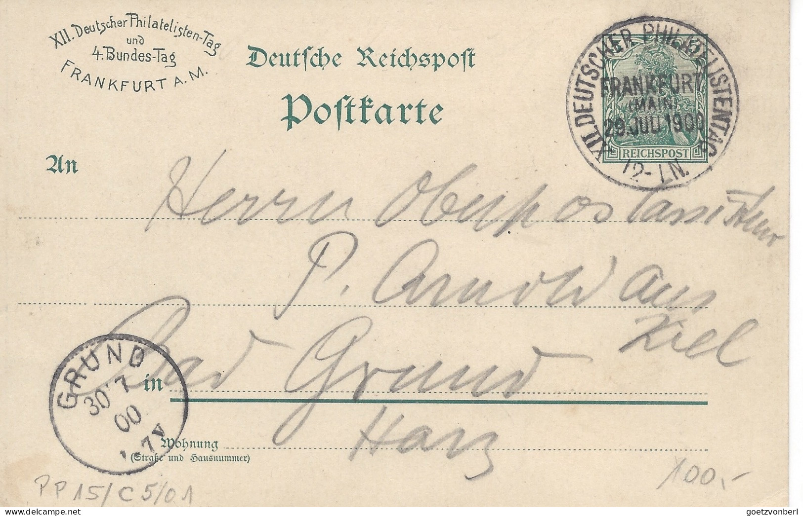 Frankfurt Am Main, XII Deutscher Philatelistentag Und IV Bundestag In 1900 - Tarjetas