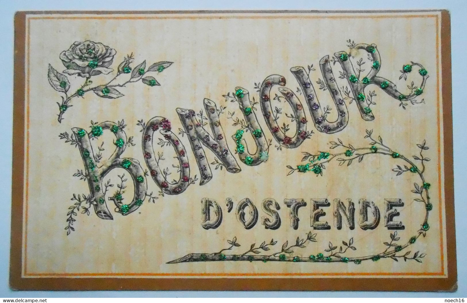 CPA 1906 Un Bonjour D'Ostende. Réhaussée De Paillettes - Oostende