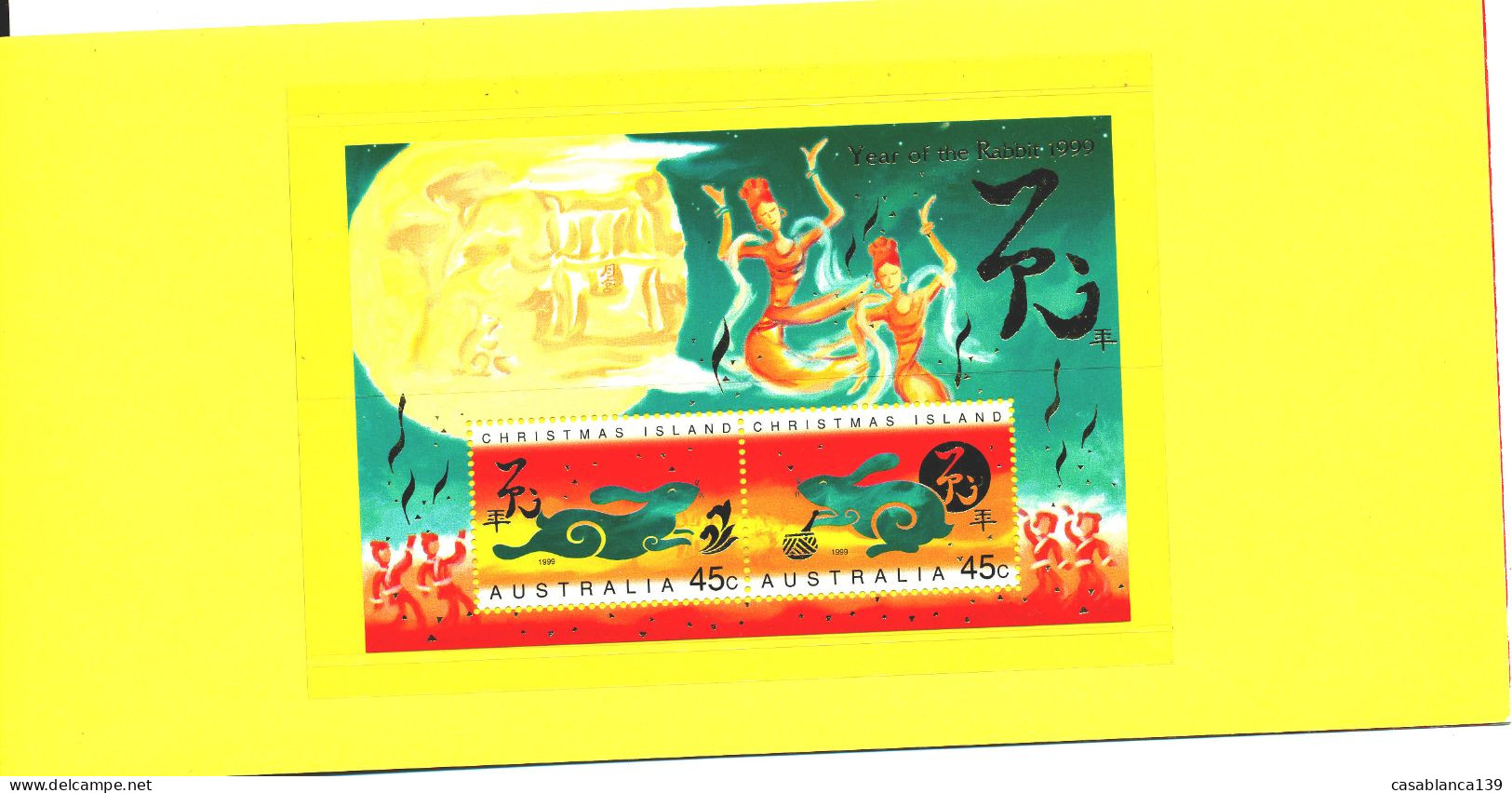 Christmas Island, Chinese New Year 1997, Gold Print In Presentation Folder, Year Of The Rabbit - Christmaseiland