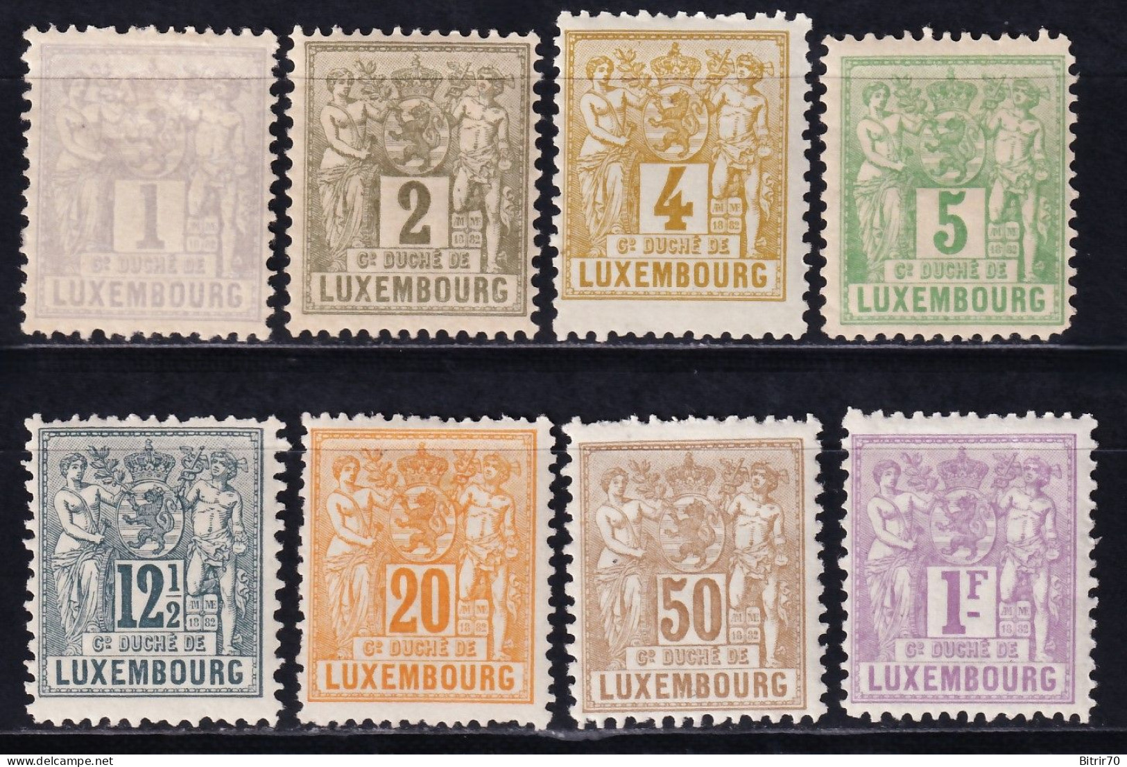 Luxemburgo, 1882-91 Y&T. 47, 48, 49, 50, 52, 53, 56, 57, MH. - 1882 Allégorie