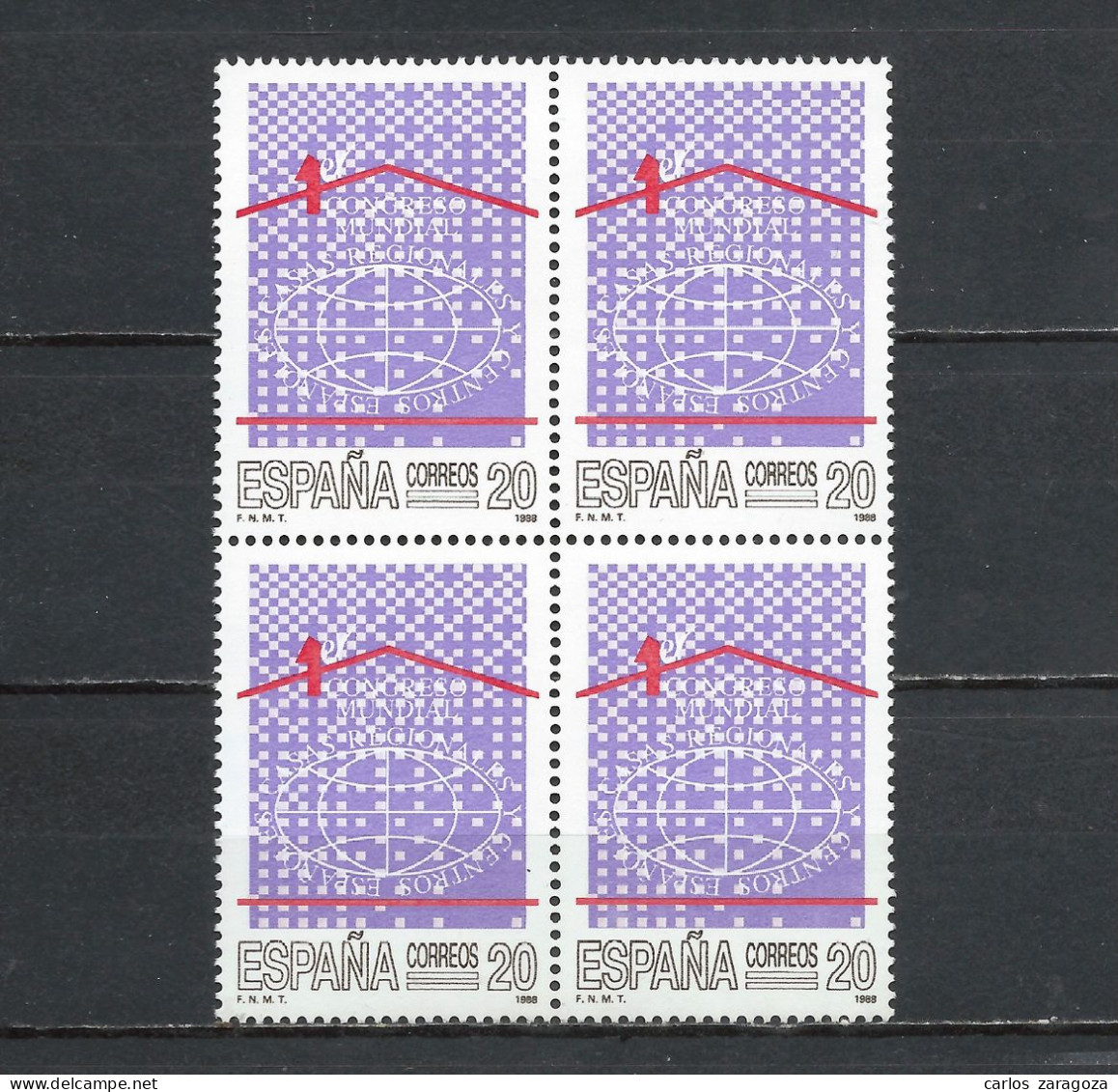 ESPAÑA 1988—CASAS REGIONALES ** EDI 2959, YT 2574, Mi 2839, Sg #2972. En Bloque - Unused Stamps