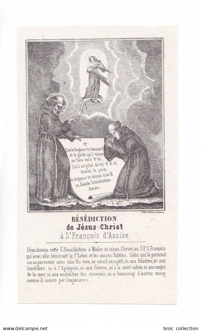 Bénédiction De Jésus à Saint François D'Assise, Lith. L. Recu, Amiens - Imágenes Religiosas