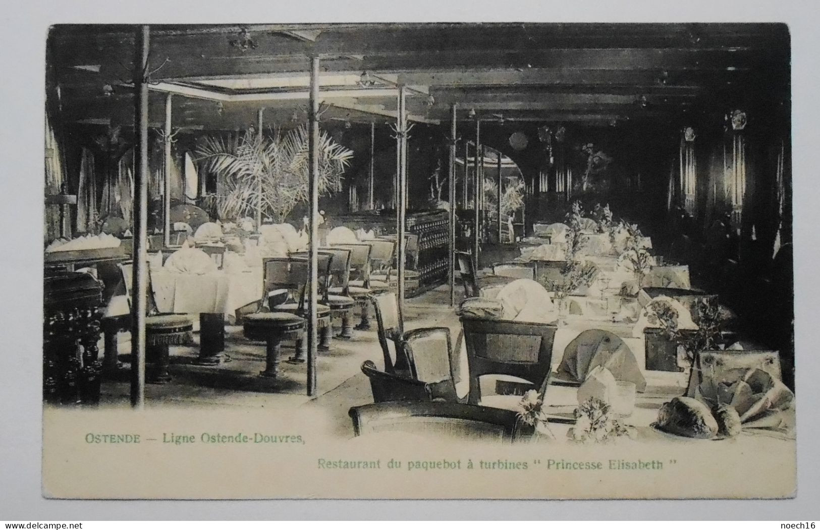 CPA 1906 Ligne Ostende-Douvres. Restaurant Du Paquebot à Turbines Princesse Elisabeth. Oblitération "Paquebots Belges" - Oostende