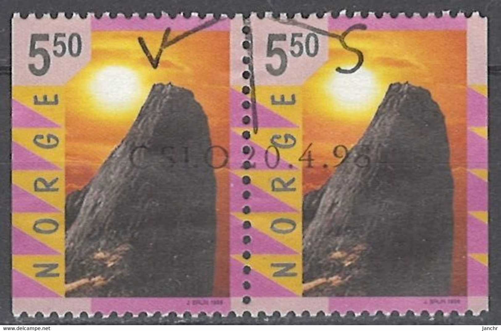 Norwegen Norway 1998. Mi.Nr. 1284 Dl/Dr Pair, Used O - Used Stamps