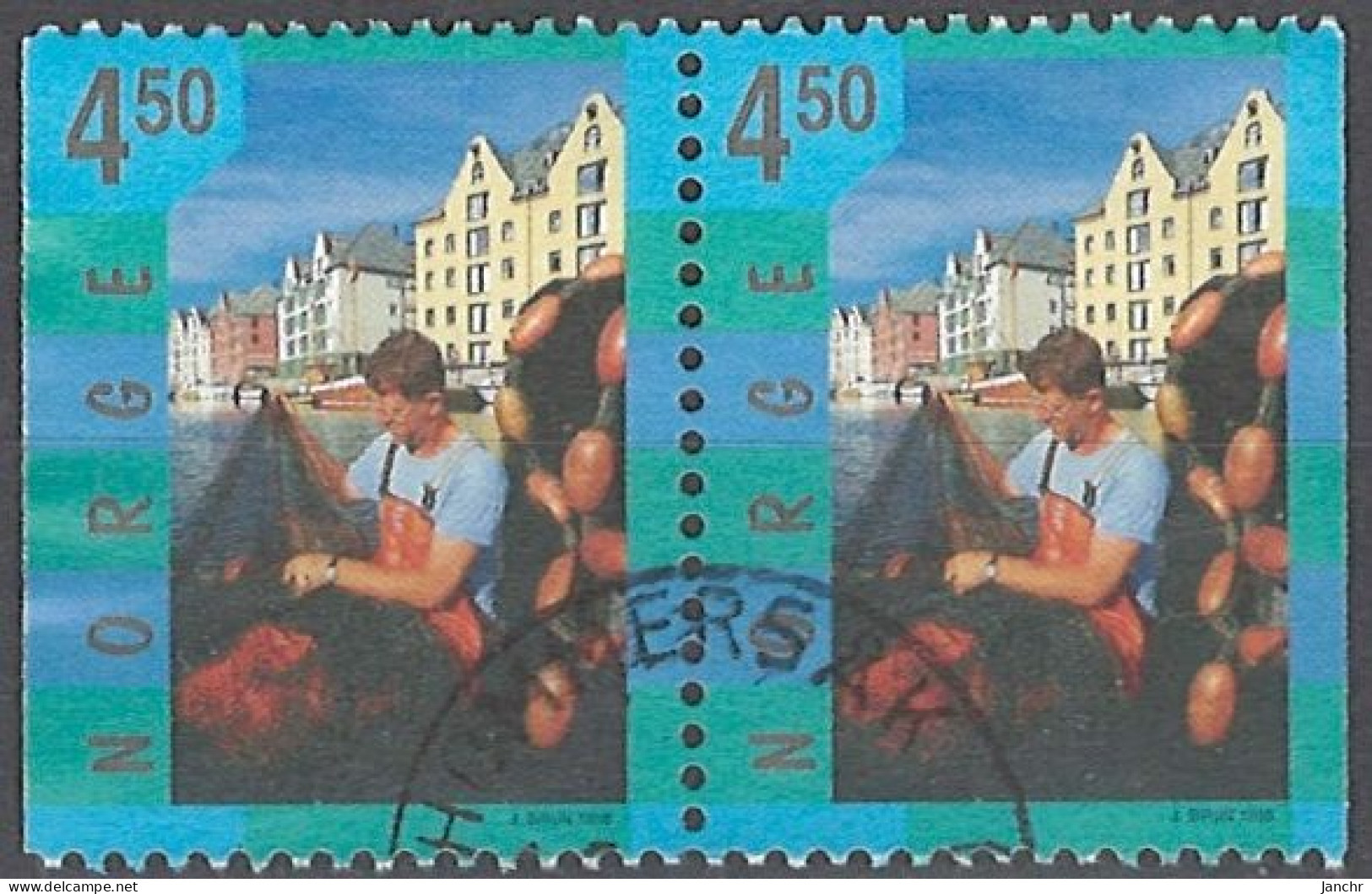 Norwegen Norway 1998. Mi.Nr. 1283 Dl/Dr Pair, Used O - Gebruikt