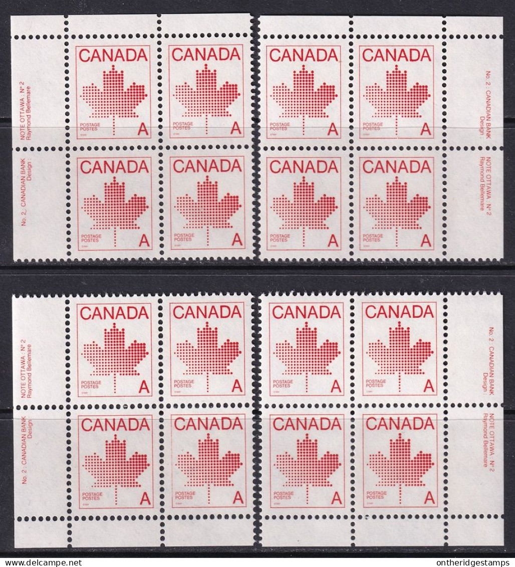 Canada 1981 Sc 907ii  Plate Block Set MNH** Plate 2 - Unused Stamps