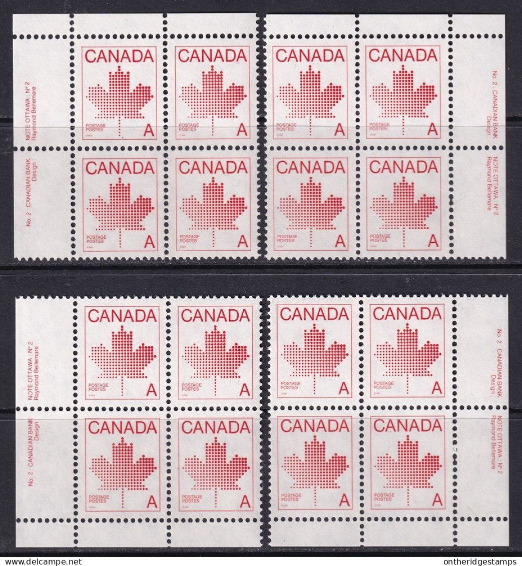 Canada 1981 Sc 907ii  Plate Block Set MNH** Plate 2 - Neufs