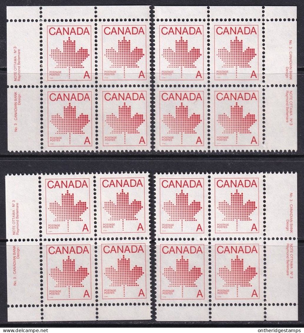 Canada 1981 Sc 907ii  Plate Block Set MNH** Plate 3 - Ungebraucht