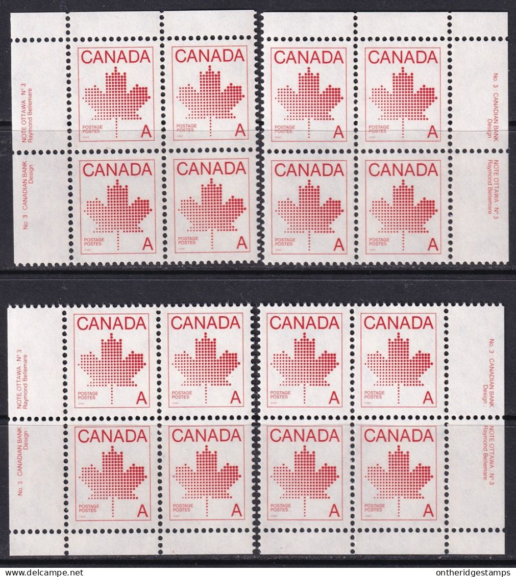 Canada 1981 Sc 907ii  Plate Block Set MNH** Plate 3 - Nuovi