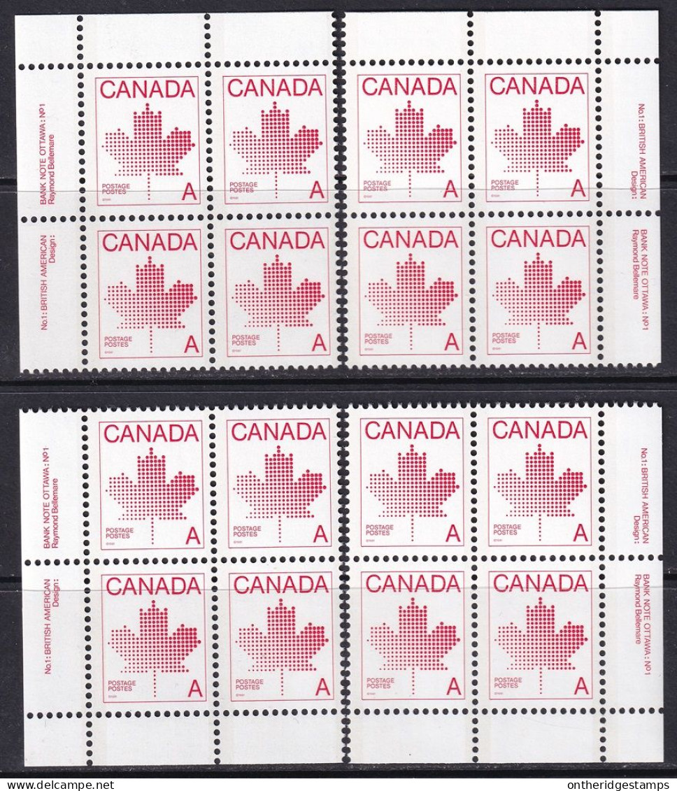 Canada 1981 Sc 907  Plate Block Set MNH** Plate 1 - Nuevos