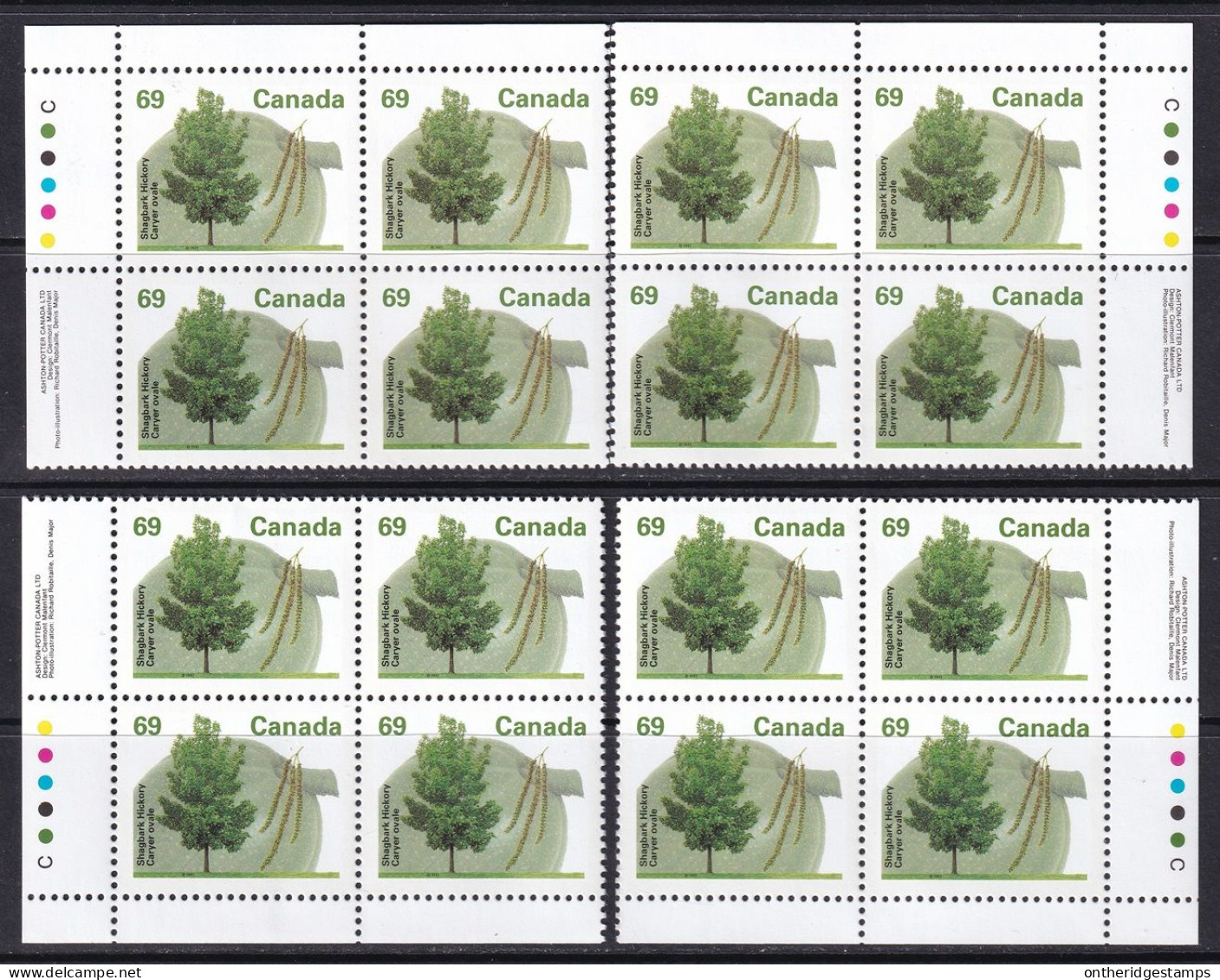 Canada 1995 Sc 1369i  Plate Block Set MNH** Coated Papers - Nuevos
