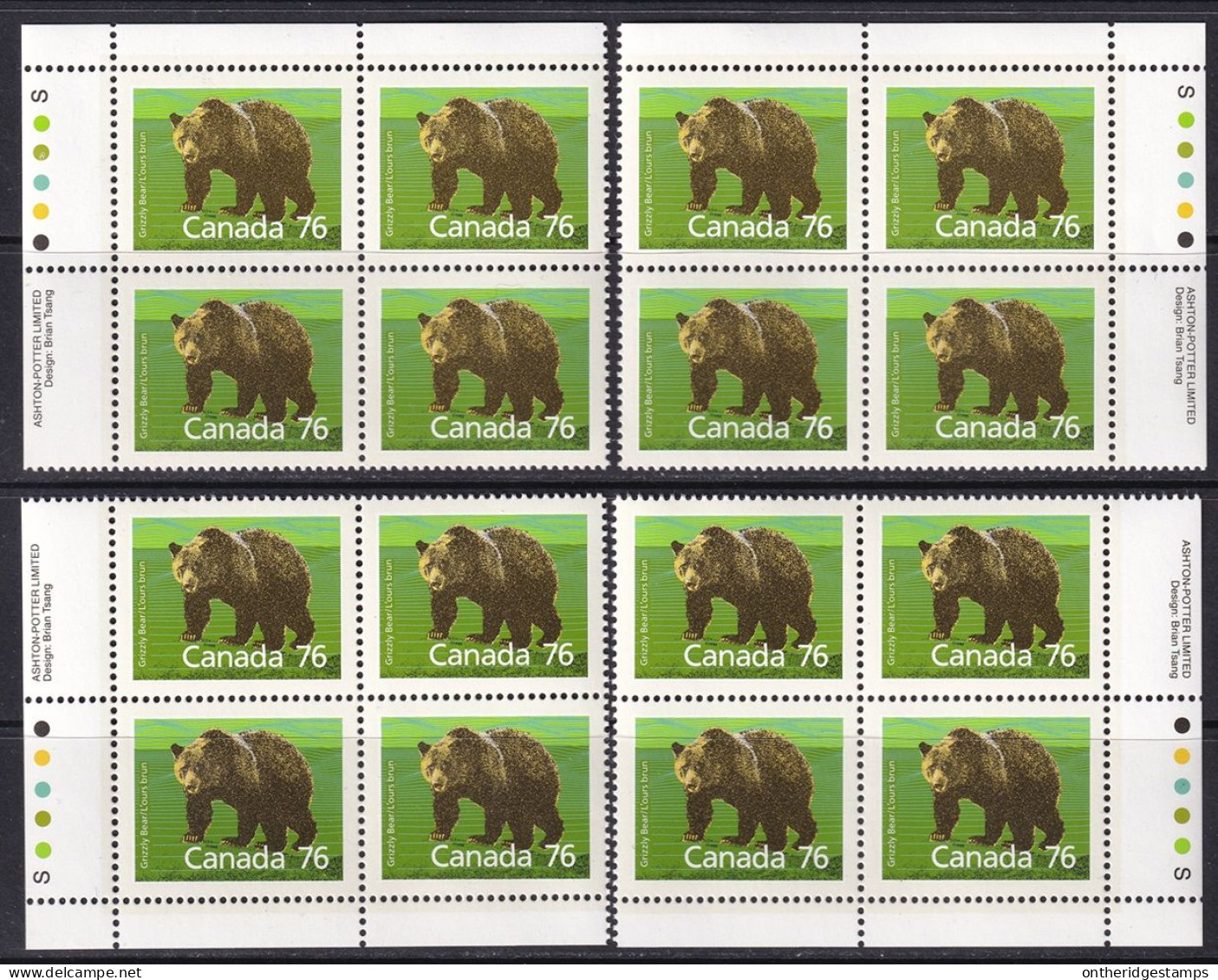 Canada 1989 Sc 1178i  Plate Block Set MNH** Slater Paper Perf 14.4x13.8 - Ungebraucht