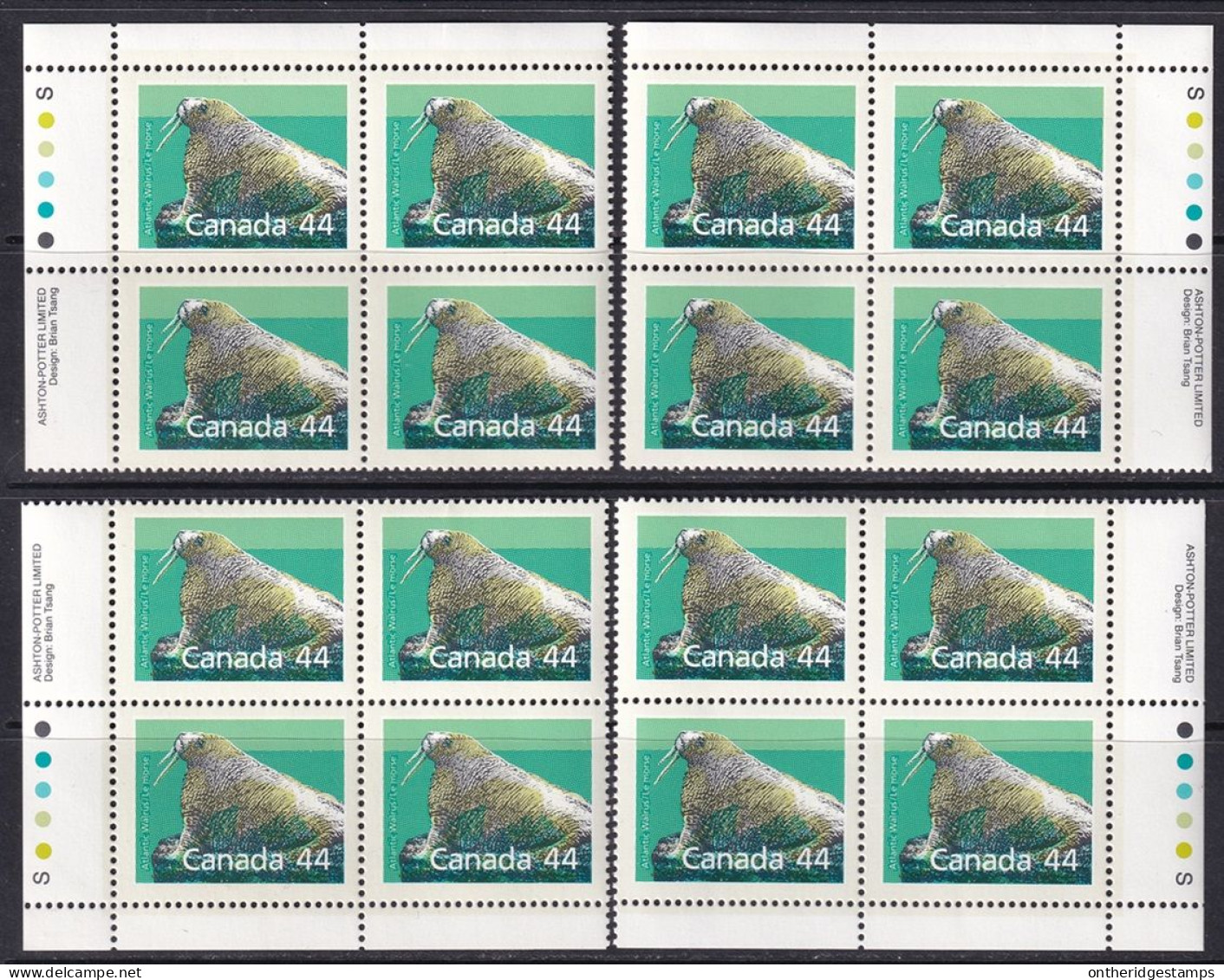 Canada 1989 Sc 1171i  Plate Block Set MNH** Slater Paper Perf 14.4x13.8 - Ungebraucht