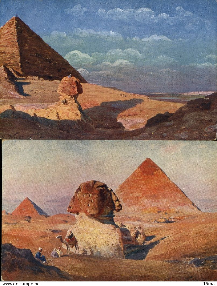 Le Caire Cairo Sphinx  Lot De 2 Cartes Postales - Gizeh